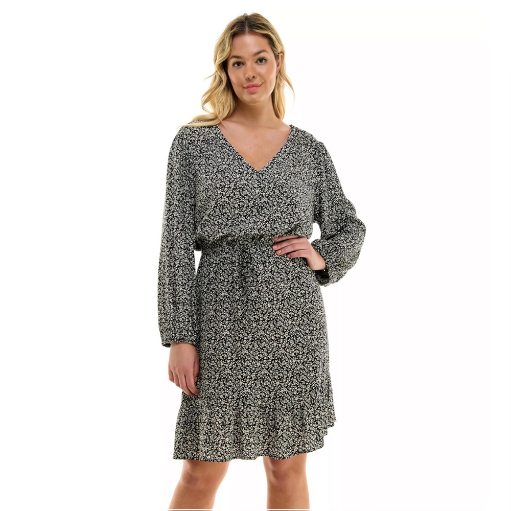 Lily Rose Black and White Long Sleeve Dress